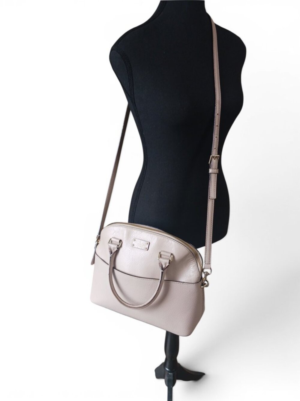 Kate Spade "Grove Street Carli" Pebbled Leather Satchel Crossbody– Warm Beige - Picture 11 of 16